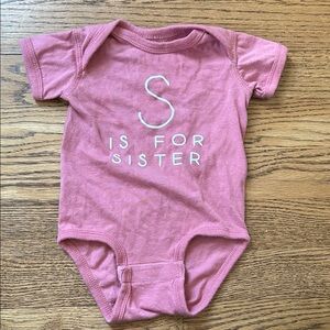 Pink 'S is for Sister' Etsy Onsie, 3-6mo